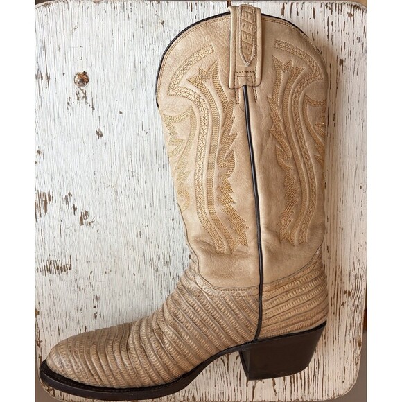 Western Boots RUDEL Roger’s Boots Exotic Lizard Skin Leather Cowboy Men Sz 7.5